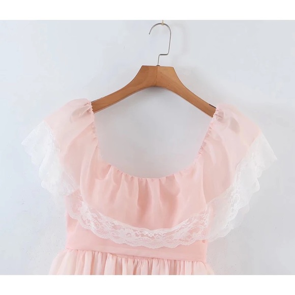 🌻NWOT cute pink off the shoulder puff dress 💗 - Picture 3 of 6